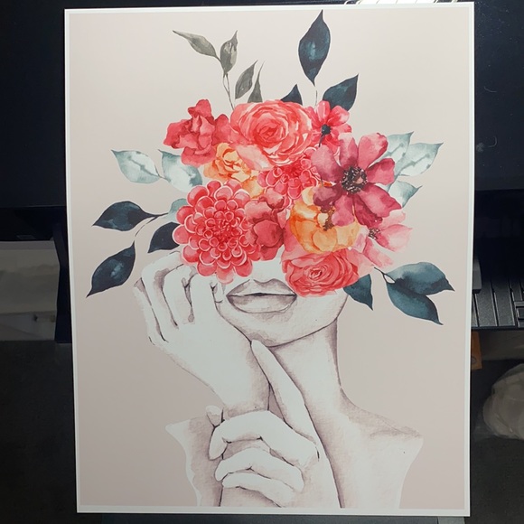 Watercolor Floral Woman Portrait Wall Art Illustration Print Poster Unframed - Picture 11 of 17